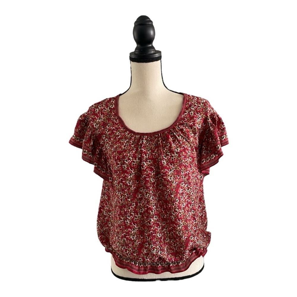 ♥️Max Studio♥️ Red Floral Blouse 
Size (Small)